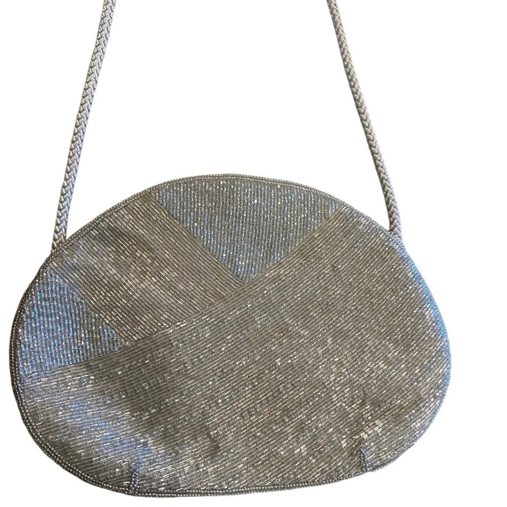 vintage genie silver beaded formal bag  New Year’s eve purse 
black tie cocktail